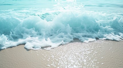 Fototapeta premium Soft blue ocean wave on the beach and soft wave background. 