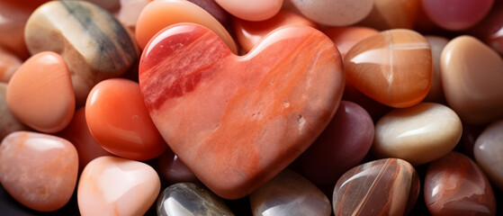 Stone in the shape of a heart, surrounded by pebbles