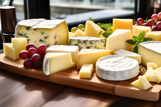 Festival of Colorful Cheese - Various kinds of cheese including parmesan, cheddar, goda, and mozzarella generative ai
