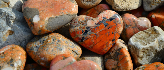 Stone in the shape of a heart, surrounded by pebbles