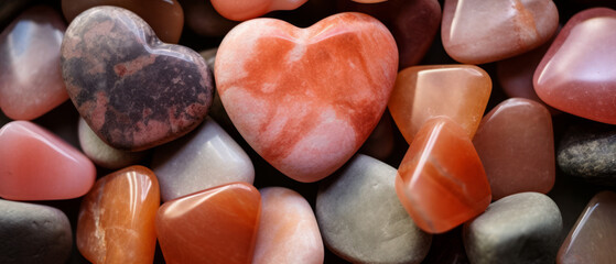 Stone in the shape of a heart, surrounded by pebbles