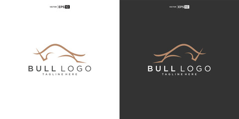 bull, angus cow bison buffalo head premium logo design. Creative bull horns © nurvika
