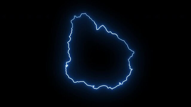 animated map icon for the country of Uruguay with a glowing neon effect