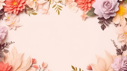 Floral frame with decorative flowers, decorative flower background pattern, floral border background