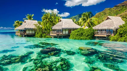 Crédence de cuisine en verre imprimé Bora Bora, Polynésie française tropical resort