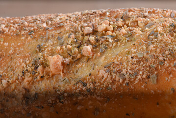 Baked wheat bread with herb seasoning seasoned baguette