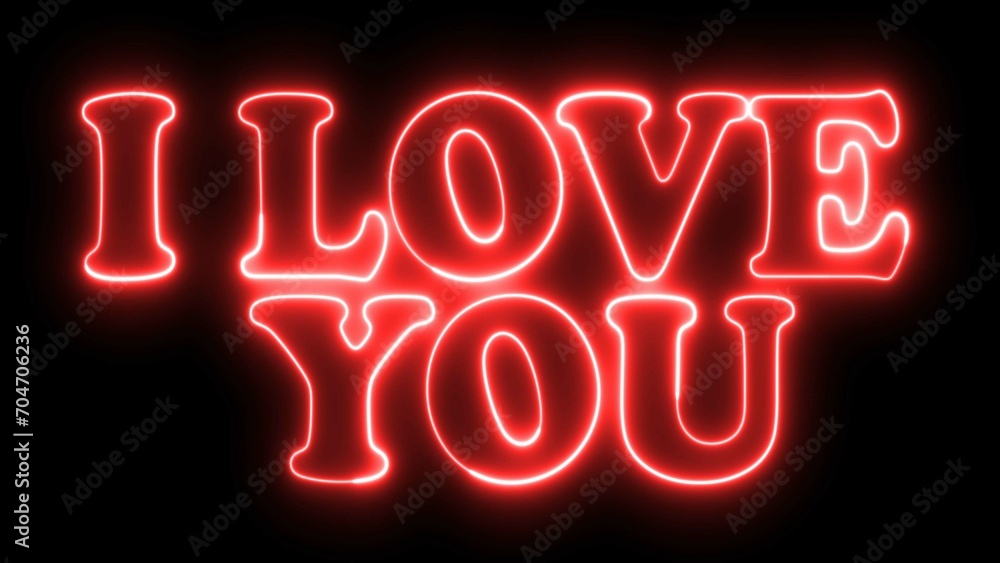 Poster i love you text font with light. luminous and shimmering haze inside the letters of the text i love 