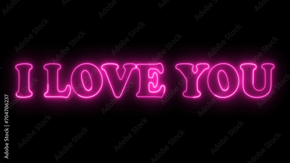 Poster i love you text font with light. luminous and shimmering haze inside the letters of the text i love 