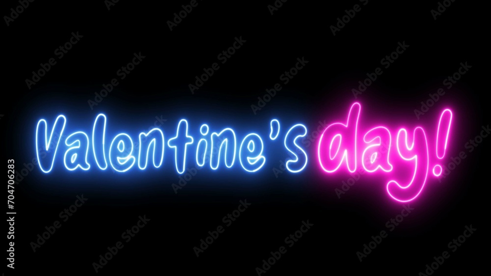 Poster valentine's day text font with neon light. luminous and shimmering haze inside the letters of the te