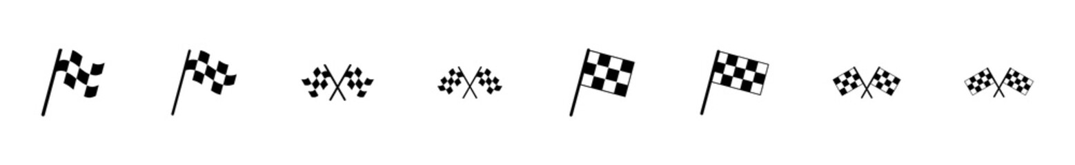 Racing flag icon set. race flag icon.Checkered racing flag icon - obrazy, fototapety, plakaty