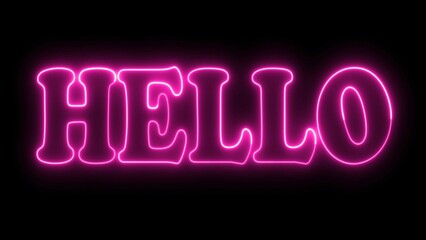 HELLO text font with neon light. Luminous and shimmering haze inside the letters of the text Hello. hello neon sign.  © adobedesigner