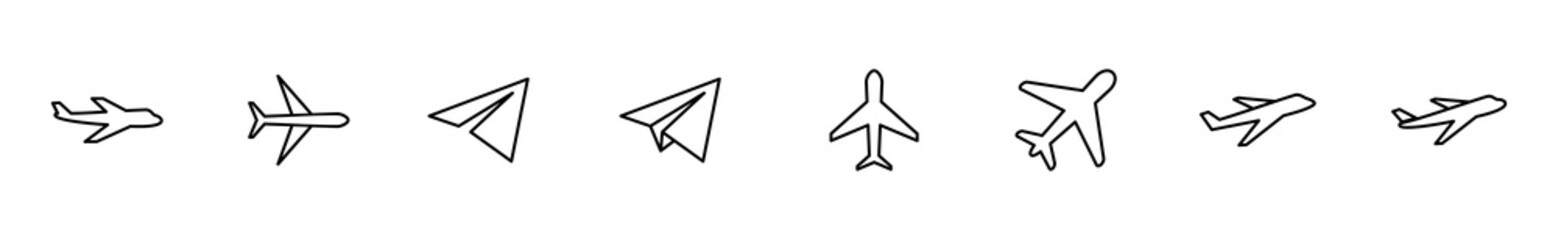 Plane icon set. Airplane icon vector. Flight transport symbol. Travel illustration. Holiday symbol