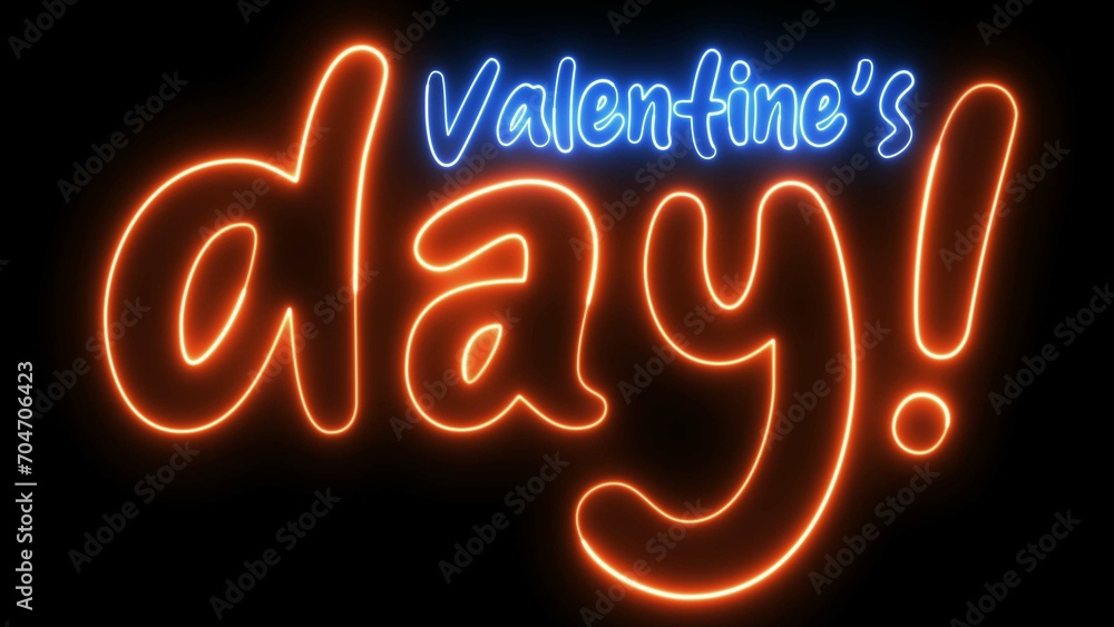 Poster valentine's day text font with neon light. luminous and shimmering haze inside the letters of the te