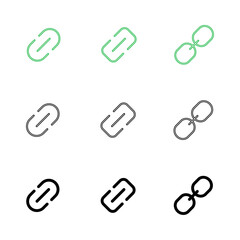 Link icon set. Hyperlink chain symbol.