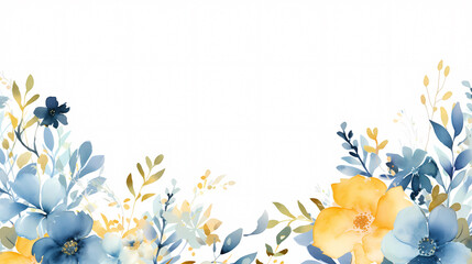 Floral frame with watercolor flowers, decorative flower background pattern, watercolor floral border background