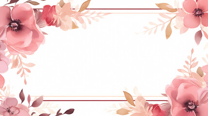 Fototapeta premium Floral frame with watercolor flowers, decorative flower background pattern, watercolor floral border background