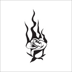vector illustration of rose with fire