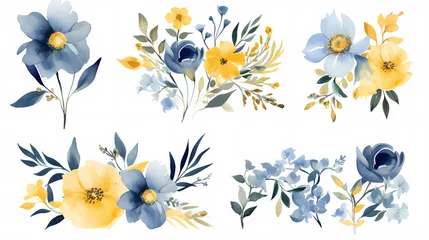 Rolgordijnen Floral frame with watercolor flowers, decorative flower background pattern, watercolor floral border background © feeng