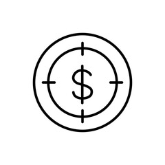Dollar target outline icons, minimalist vector illustration ,simple transparent graphic element .Isolated on white background