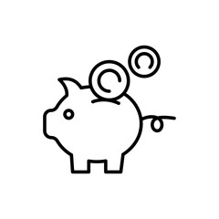 Piggy bank outline icons, minimalist vector illustration ,simple transparent graphic element .Isolated on white background