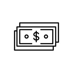 Cash outline icons, minimalist vector illustration ,simple transparent graphic element .Isolated on white background