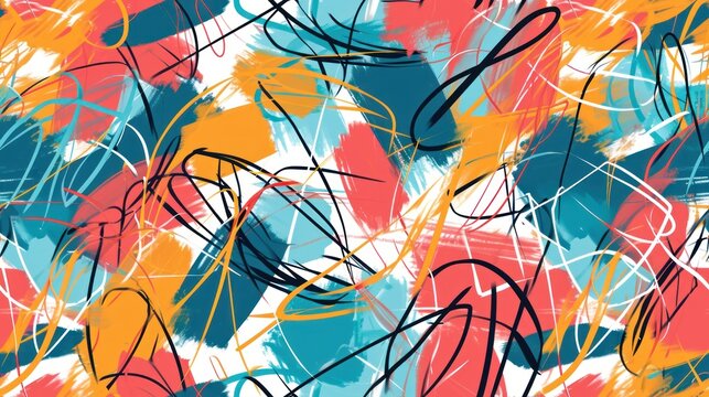  a colorful abstract background with a lot of lines and shapes in blue, pink, orange, yellow, and white.