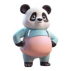 Panda Cartoon Character  Illustration Art With a Transparent Background Generative AI.