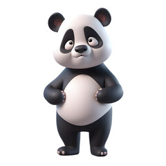 Panda Cartoon Character  Illustration Art With a Transparent Background Generative AI.