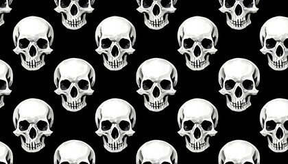Seamless black and white skull background