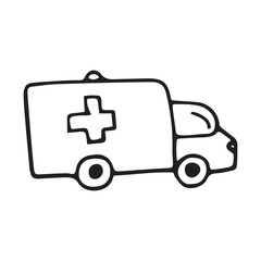 medicine car. Doodle. medical icon. the icon. on a white background. medical equipment. telephone. doctor. to heal.