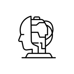 Robotic brain outline icons, minimalist vector illustration ,simple transparent graphic element .Isolated on white background