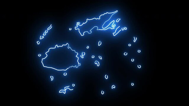 Animated Fiji country map icon with a glowing neon effect