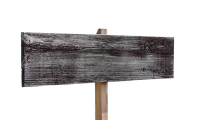 Fototapeta premium Old grey wooden blank board post isolated cutout on transparent