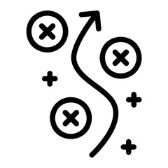 Adaptation icon with swerving arrow lines avoiding obstacles like a strategy