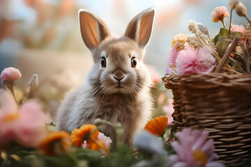 Fototapeta na wymiar Easter bunny on the spring garden.