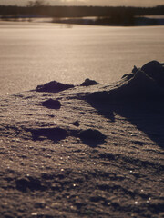 Close up of snow during evening