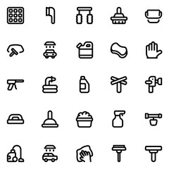 Car Was Line Icon Sheet