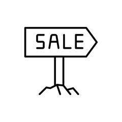 Sale signboard outline icons, minimalist vector illustration ,simple transparent graphic element .Isolated on white background