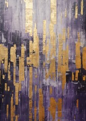 An abstract cityscape with purple and metallic gold. 