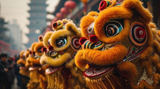 China, Celebrate the Chinese New Year with lion dances