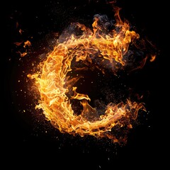 Capital letter C with fire growing out