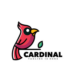 Cute cardinal bird on a branch logo illustration 