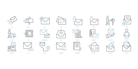 Mailing icons set. Set of editable stroke icons.Vector set of Mailing