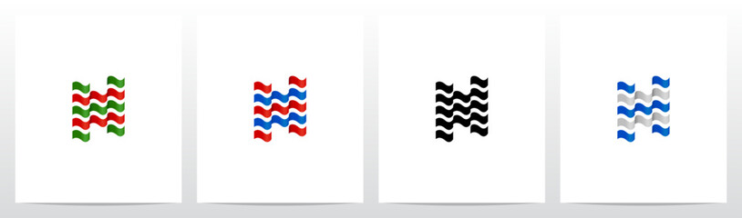 Wavy Ribbon Flag Letter Logo Design H