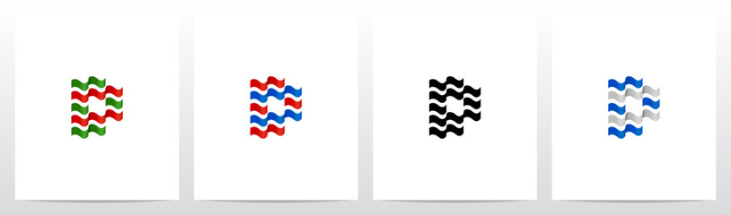 Wavy Ribbon Flag Letter Logo Design D