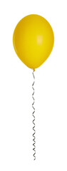 Yellow balloon with ribbon isolated on white