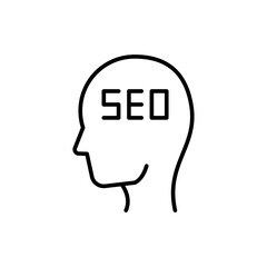 Seo mind outline icons, minimalist vector illustration ,simple transparent graphic element .Isolated on white background