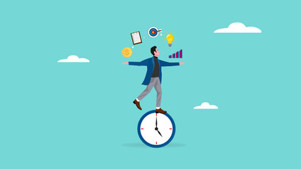 multiple project handling with time management concept vector illustration, professional businessman manage multiple project at the some time