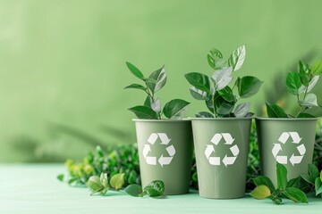 Recycling and eco-friendly practices, background, muted colors, minimalist green  background