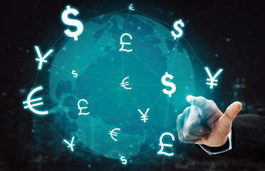 Currency Exchange Global Foreign Money Finance - International forex market with different world...